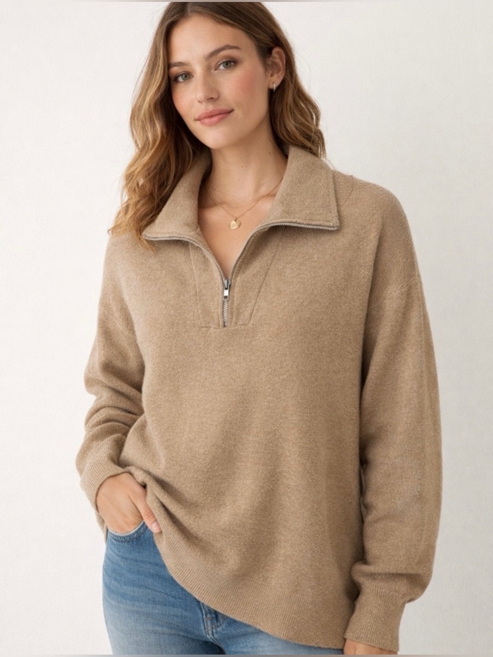 Abercrombie & Fitch LuxeLoft Oversized Legging Friendly Half Zip Sweater